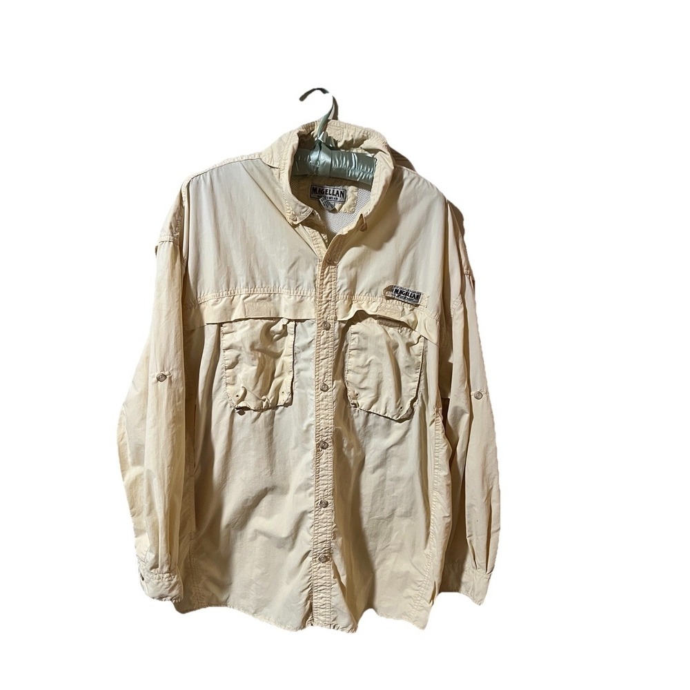 MAGELLAN Fishing Shirt Mens XL Banana Cream Yellow LS Cotton‎ Poly Blend Lined